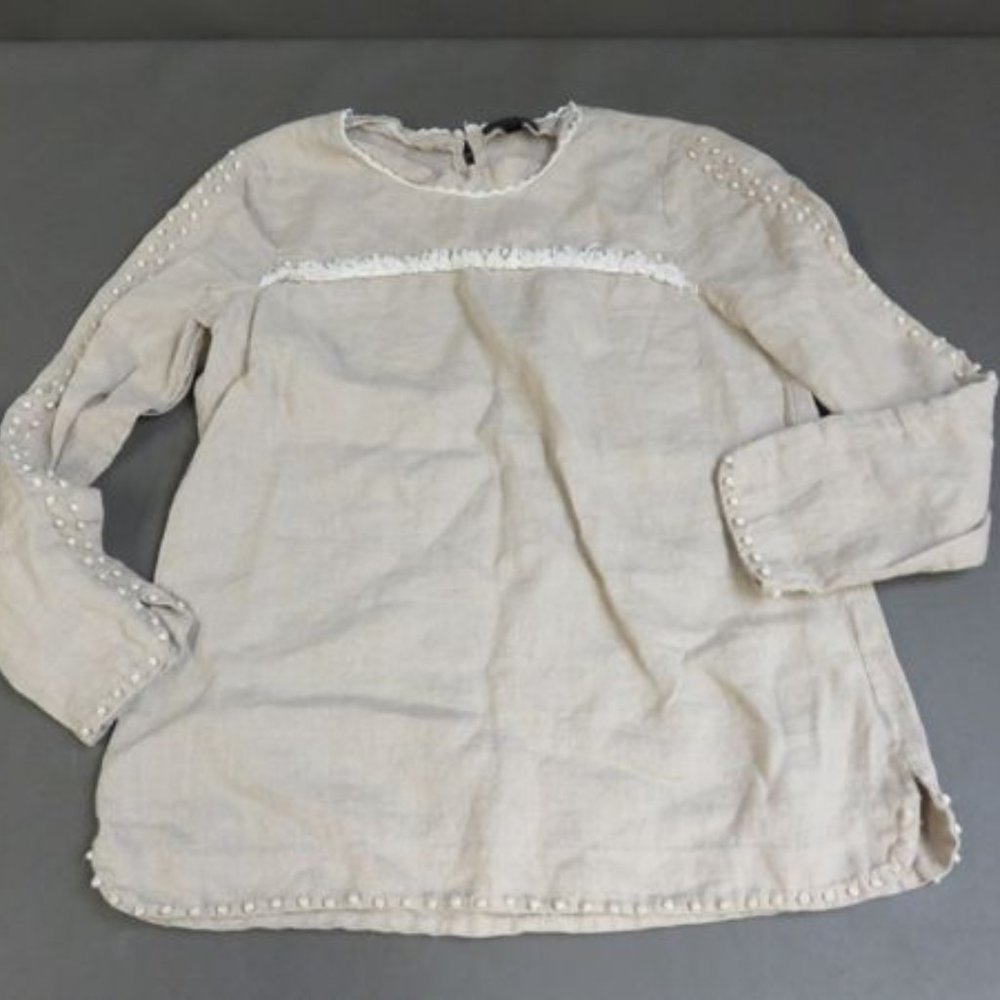 J. Crew Taupe Linen Blouse Sz 2